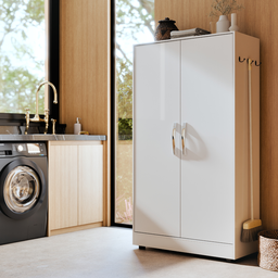 Armário Multiuso Any Lavanderia Mdf 2 Portas Prateleiras Ajustáveis:branco - 2