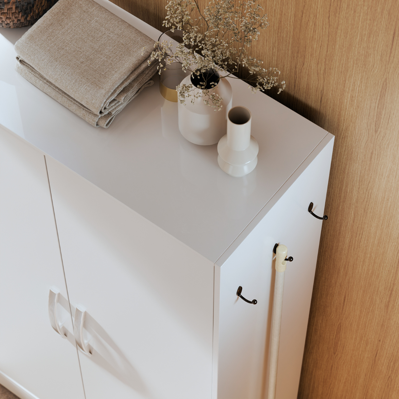 Armário Multiuso Any Lavanderia Mdf 2 Portas Prateleiras Ajustáveis:branco - 8