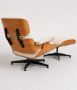 Ver imagem 2 de Poltrona Charles Eames com Puff - Freijó em Couro Off White