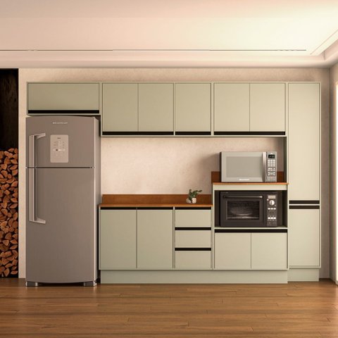 Cozinha Compacta 6 Peças 250050 com Tampo Koya Verde Oliva Politorno Móveis