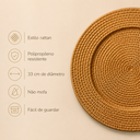 Ver imagem 7 de Kit 6 Sousplat Estilo Rattan Dourado 33cm Polipropileno
