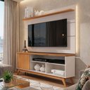 Ver imagem 2 de Rack com Painel Malbec Wood 1,36m Off White e Nature para TV e Decoração