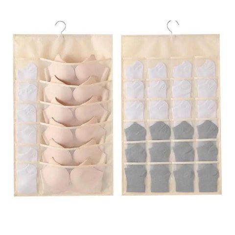 Cabide Organizador 36 Bolsos Porta Sutia Dupla Face Multi Divisorias Closet Joias Guarda Roupa Objet