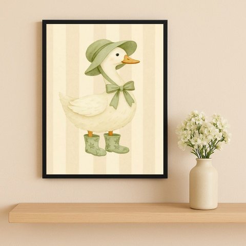 Quadro Infantil Country Patinha 33x24cm Mold Preta Vidro