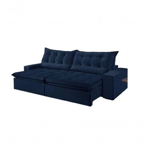 Sofá Montebello Retrátil e Reclinável 250cm com Pillow e Molas Ensacadas - Azul
