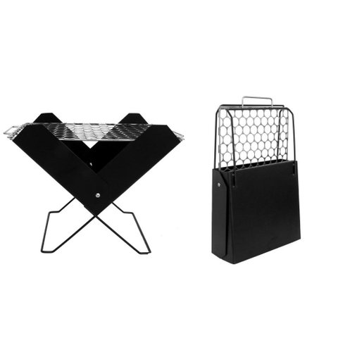 Churrasqueira Grelha Dobrável Portátil Grill Carvão Casa Camping Churrasco Pequena Aço Preto