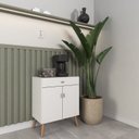 Ver imagem 6 de Balcão Cozinha para Micro-Ondas 2 Portas 1 Gaveta Pés Palito MDF Branco Retrô