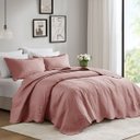 Ver imagem 1 de Colcha Matelassê - Casal - Igris - Geométrico - Rosa - 150 Fios - C/ Porta Travesseiros - Corttex