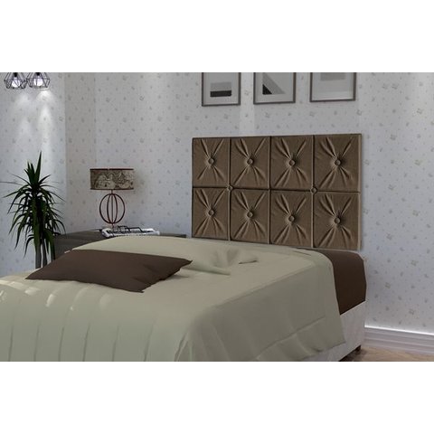 Painel de Cama Box Botão Solteiro 0,90 Elegance Cor Marrom - Comprar Moveis em Casa