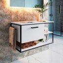 Ver imagem 1 de Gabinete Suspenso para Banheiro Estilo Industrial 80cm sem Cuba P1007 Branco