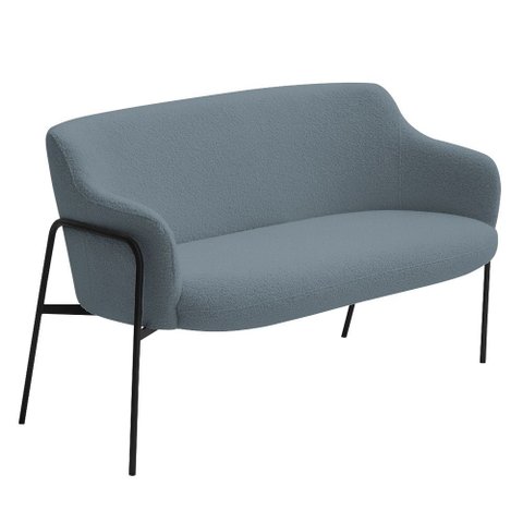 Sofá Namoradeira 02 Lugares 130cm Jade Base Preto Bouclé Azul Claro - Nexta Casa