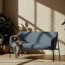 Ver imagem 5 de Sofá Namoradeira 02 Lugares 130cm Jade Base Preto Bouclé Azul Claro - Nexta Casa