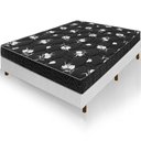 Ver imagem 2 de Cama Box Branca + Colchão Viúva Castelar Preto Espuma D33 Bordado 128x188x57cm