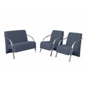 Ver imagem 1 de Conjunto Poltrona Vênus Braço Alumínio Suede Azul Bic