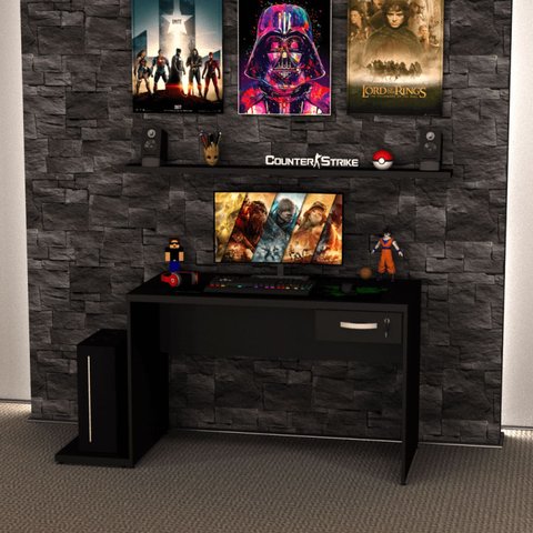 Mesa para Computador Gamer 1 Gaveta 1200x600 Netmobil - Preto