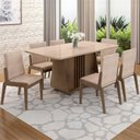 Ver imagem 2 de Kit Mesa de Jantar Harpa com 6 Cadeiras Sinfonia em Linho Carvalho/fendi/creme