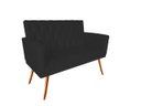 Ver imagem 1 de Namoradeira Decorativa Nina Capitonê Suede Preto 2 Lugares Pés Madeira Ms Decor