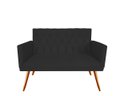 Ver imagem 2 de Namoradeira Decorativa Nina Capitonê Suede Preto 2 Lugares Pés Madeira Ms Decor