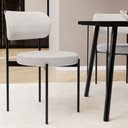 Ver imagem 2 de Kit 06 Cadeiras Estofadas para Sala de Jantar Louvre L02 Bouclê Cru - Lyam Decor