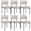 Ver imagem 1 de Kit 06 Cadeiras Estofadas para Sala de Jantar Louvre L02 Bouclê Cru - Lyam Decor