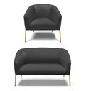 Ver imagem 1 de Sofá Namoradeira e Poltrona Pé de Ferro Dourado Stella Corino D03 - D'Rossi Cor Preto