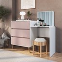 Ver imagem 1 de Cômoda Penteadeira com 3 Gavetas Curve Branco/Rosa Milkshake