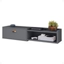 Ver imagem 4 de Rack Home Suspenso 1.20 Estante Tv 42" Bancada Flutuante 1 Porta Nicho Decoração Sala Quarto Retrô