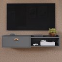 Ver imagem 2 de Rack Home Suspenso 1.20 Estante Tv 42" Bancada Flutuante 1 Porta Nicho Decoração Sala Quarto Retrô