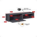 Ver imagem 5 de Rack Home Suspenso 1.20 Estante Tv 42" Bancada Flutuante 1 Porta Nicho Decoração Sala Quarto Retrô