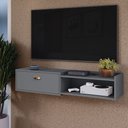 Ver imagem 1 de Rack Home Suspenso 1.20 Estante Tv 42" Bancada Flutuante 1 Porta Nicho Decoração Sala Quarto Retrô