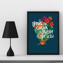 Ver imagem 1 de Quadro Depois da Chuva o Jardim Floresceu 24x18cm - com Vidro:madeira Branca