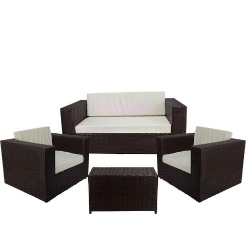 Conjunto De Poltronas Mesa Branco Gelo Tabaco Classe A