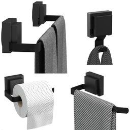 Kit de Acessórios para Banheiro Ventosa Preto 4 Peças F.max - 3