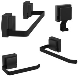 Kit de Acessórios para Banheiro Ventosa Preto 4 Peças F.max - 4