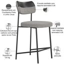 Ver imagem 4 de Kit 02 Banquetas Baixa Bar Cozinha Sala Jantar Preto Elira L02 Couríssimo Preto Linho Cinza - Lyam