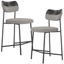 Ver imagem 1 de Kit 02 Banquetas Baixa Bar Cozinha Sala Jantar Preto Elira L02 Couríssimo Preto Linho Cinza - Lyam
