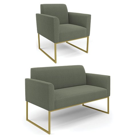 Namoradeira e Poltrona Industrial Dourado Marisa Bouclê D03 - D’Rossi