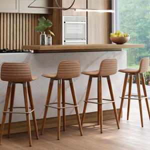 Kit 4 Banquetas Linea Base Madeira Cozinha Bar Bancada Alta:terracota/champanhe