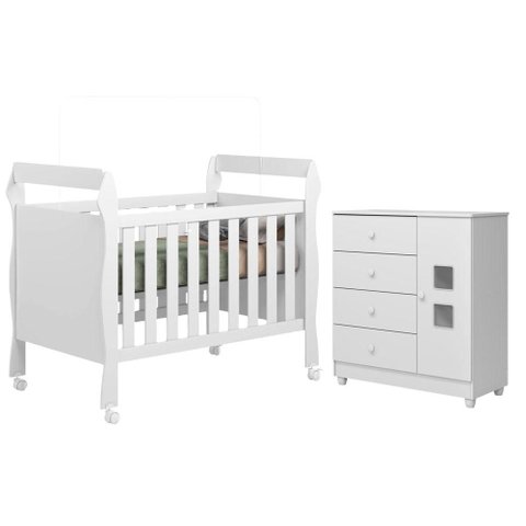 Berço Americano Soninho com Cômoda Life Branco Acetinado - Tigus