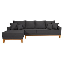 Sofá Beny 4 Lugares com Chaise Base Madeira Linho Império Estofados - 3