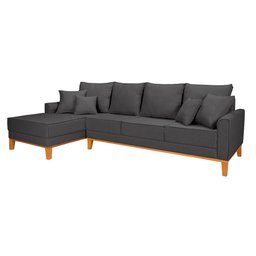 Sofá Beny 4 Lugares com Chaise Base Madeira Linho Império Estofados - 2