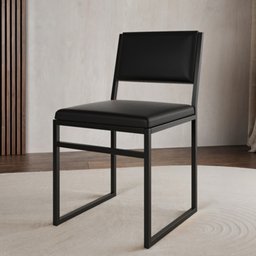 Cadeira de Jantar Industrial Isa Assento Corino Preto - 1