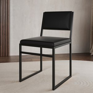 Cadeira de Jantar Industrial Isa Assento Corino Preto