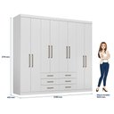 Ver imagem 2 de Guarda Roupa Casal 8 Portas 6 Gavetas Master e Cômoda Marabá com Espelho Branco Brilho - Santos Andi