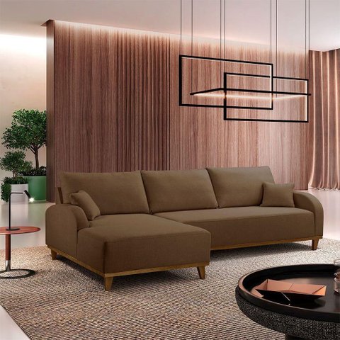 Sofá Albano Veludo 250 Chaise Lado Esquerdo Meu Sofá Online B016 Veludo Marrom