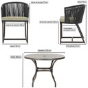Ver imagem 2 de Mesa com 6 Cadeiras de Jantar Roma 120cm e Noronha em Alumínio Marrom Corda Náutica Estofado 7 Trama