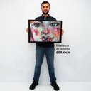 Ver imagem 2 de Quadro Decorativo Caixa Alta com Vidro Arte Rosto Urban Art TaColado Moldura Branca 40x60cm