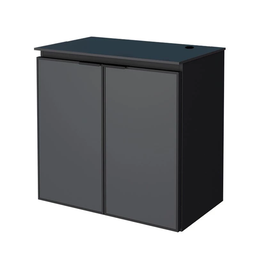 Gabinete Banheiro Aco Umbu Preto Vidro Tampo Vidro - 2