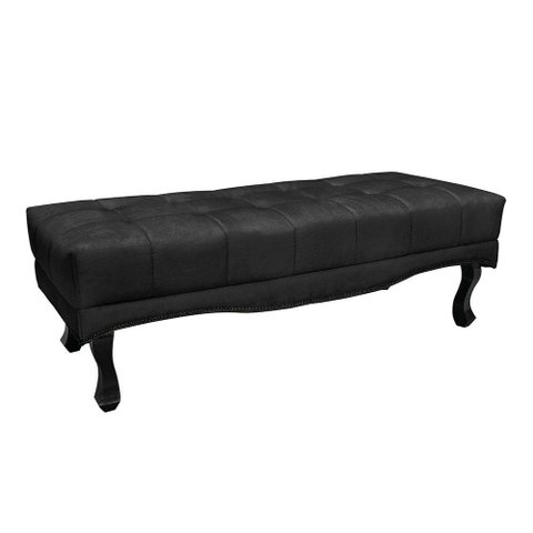 Puff Recamier Retrô Luis Xv Captonê Vicenza 195cm Suede S04 Cor Preto