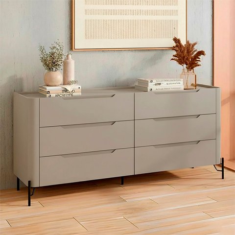 Cômoda Luna com 6 Gavetas em Mdf – 178x81,5x48 Cm – Acabamento Premium